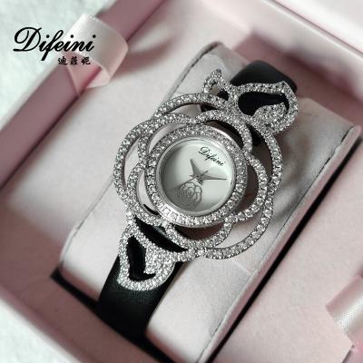 China Design Sense Pattern Waterproof Custom Luxury Leather Strap Flower Dial Watches Swiss Watches For Girls for sale