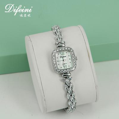 China Water Resistant Drop Shipping Unique Diamonds Women's Bling Sliver Luxury Diamond Zircon Watch Stainless Steel Jewelry Wrist Watch for sale