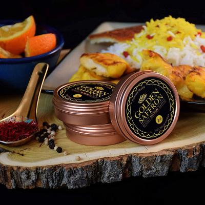 China Iran Recyclable Saffron Packaging Empty Luxury Premium Food Grade Candy Round Small 10g 5g 3g Metal Tin Box Saffron for sale