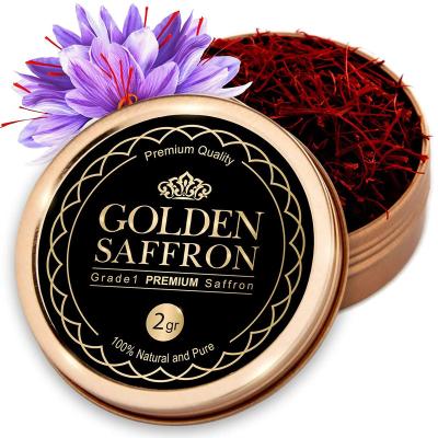 China Hot Selling Luxury Aluminum Premium Saffron Tin Box Food Grade Iran Round 3g 5g 10g Recyclable Tin Box Small With Screw Net Lid for sale