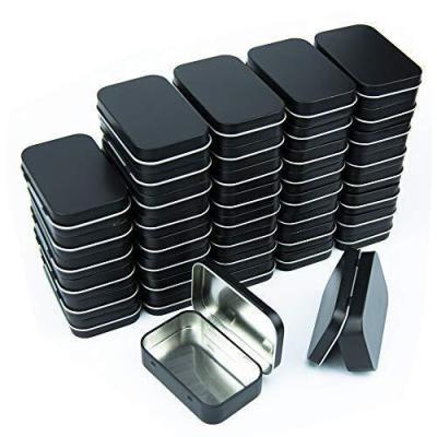 China Recyclable Black Silver Empty Metal Tin Box Custom Printing Mini Portable Pin Nail Candy Tobacco Tin Key Box With Hinge for sale