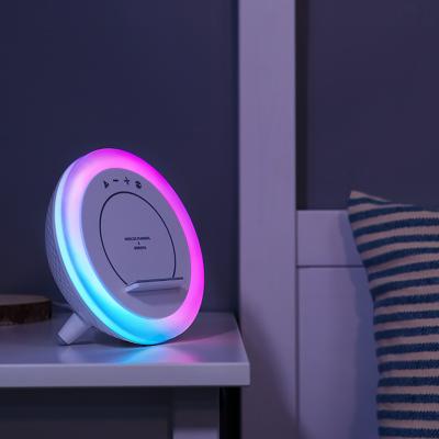 China Modern Dimmable LED Digital Bedside Lamp With Wireless Qi Charger Speaker And RGB Night Light For Home for sale