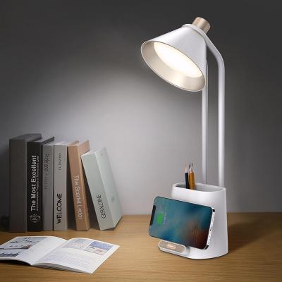 China High Quality Wireless Charger DC 12V Metal Desk Lamp Qi Charger Pen Holder Storage Reading Wireless Table Lamp for sale