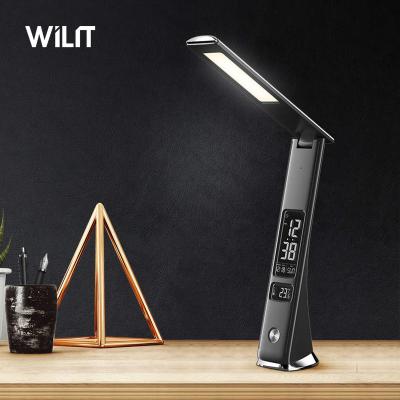 China Modern Foldable Arm LED Table Lamp with Wireless Charging LCD Display Desk Lamp for Bedroom Office for sale