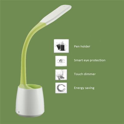 China Environmental Friendly Flexible Arm Desk Lamp With Pen Holder Eye Protection Student Children Study Reading Table Lamp for sale