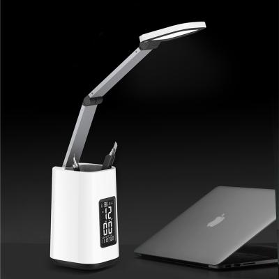 China Modern Table Lamps X5 Folding LED Desk Lamp with Pen Holder Rechargeable Study and Alarm Clock Lamp for Student for sale