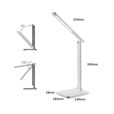 China Hot Selling Touch Dimmer ABS Craft Artificial Leather Reading Study Table Single Arm Foldable Lamp Leather Desk Lamp for sale