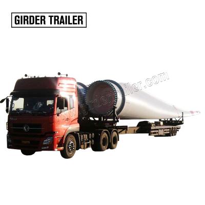 China 3 axle generation telescopic turbine trailer wind turbine stretch flabellum telescopic windmill hauling semi flatbed truck trailer for sale for sale