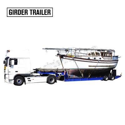 China Heavy Duty Hydraulic Truck Trailer Roda Truck 45 Ton Boat Hauling Low Bed Extend Width 2 Axles Low Bed Semi Trailer for sale