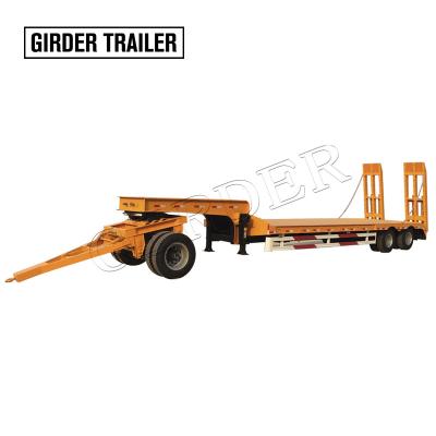 China Semi Truck Trailer 2 Axles 35tons Loader Capacity Gooseneck Low Bed Truck Trailer With Towing Dolly for sale