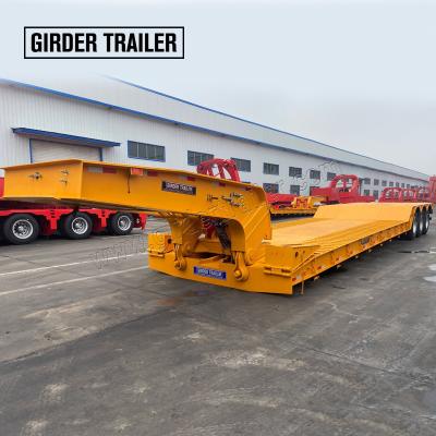 China 80ton Heavy Duty Detachable Gooseneck Lowbed Truck Trailer 4 Axle Tri Loader Low Bed/Lowbed/Drop Low Bed Platform Extendable Truck Semi Trailer for sale