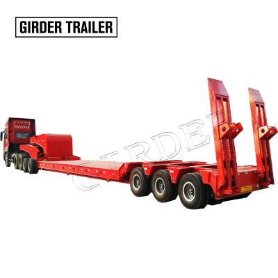 China Heavy duty cantilever truck trailer SHIYUN brand suspension bogie 100 ton 3 lines 6 axle lowboy semi truck trailer with dolly for sale