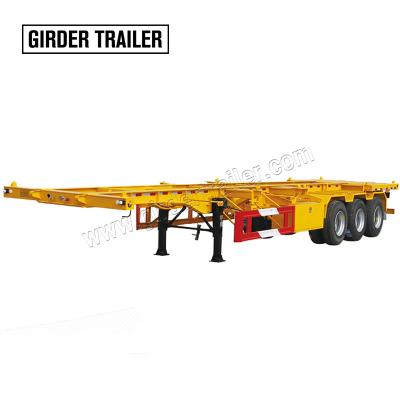 China Liangshan container trailer manufacturer 2 axles truck trailer 3 axles 20 feet 40 feet skeleton semi trailer chassis with twist locks for sale