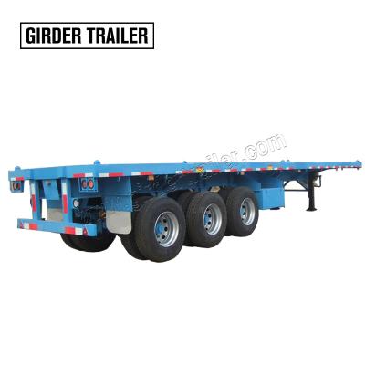 China Low truck trailer price new or used 3 axles 40ft/45ft 50 ton load capacity semi truck trailer container flatbed trailer with headboard for sale