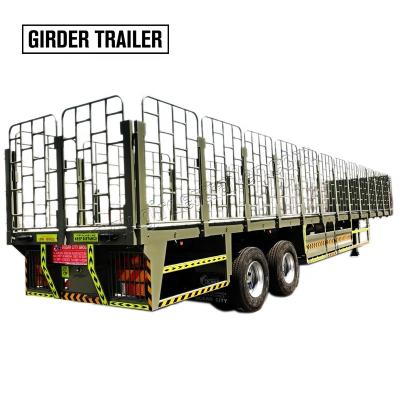 China Shiyun trailer heavy duty double axles side bars truck cargo cage trailer 40 tons barrier type flatbed container side grill trailer for sale for sale