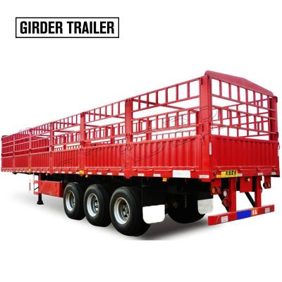 China Truck Trailer Triple Axles 50 Ton Sideboard Cargo Hauling Barrier Truck Flatbed Side Semi Trailer For Sale for sale