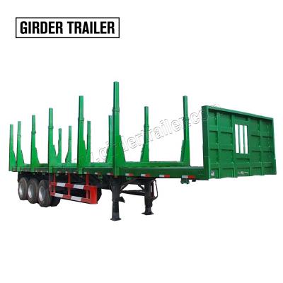 China Truck trailer china factory used or log transport new tri axle tractor trailer wooden road timber cart forestal semi trailer for sale for sale