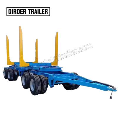 China Truck Trailer Made In China Market Wooden Trailer Double Axles Draw Bar Carry Wooden Log Swing Semi Trailer With Loader for sale