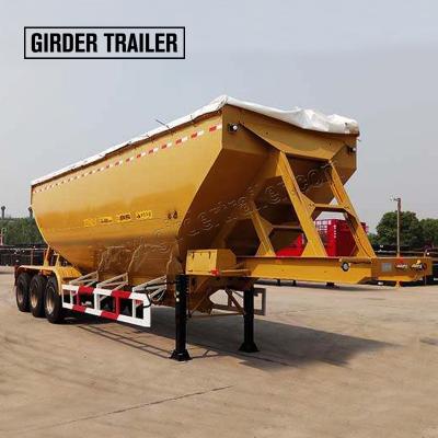 China 88 Ton Single Axle Manufacturer Three Axle Grain Trailer Truck Bulk Cargo Unloading Silo Steel Hopper Bottom Grain Trailer With Conveyor for sale