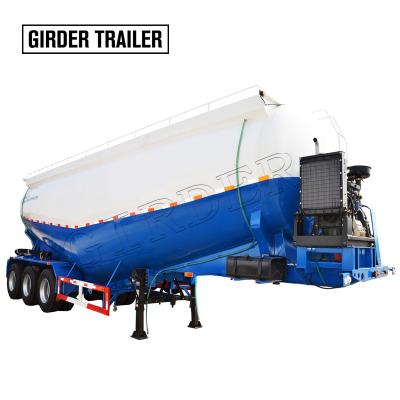 China Truck Trailer 3 Axles Unload Dry Air Compressor 42ton Dust Resistant Pneumatic Diesel Engine Cement Silo Bulker Tank Trailer for sale