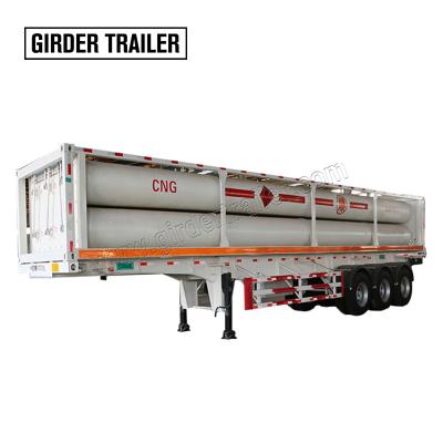 China Truck trailer tri axles transporting storage CNG gas cylinder tube tanker container tank semi trailer for sale for sale