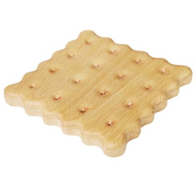 China Sustainable Eco-Friendly Table Decor Beech Walnut Wood Square Cookie Biscuit Shape Tea Drink Coaster Coffee Insulation Pad for sale