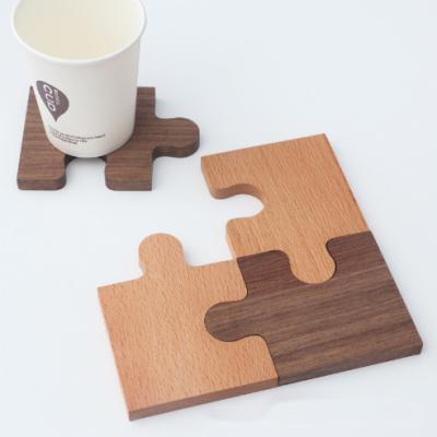 China Sustainable Bamboo Wood Beech Wood Acacia Wood Black Walnut Coaster Table Mat Creative Coffee Drink Cup Coaster Insulation Pad for sale