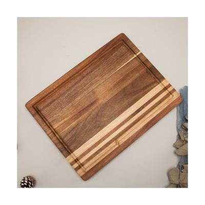 China Sustainable Cheese Cutting Board with Juice Groove for Meat  Acacia Wood Cutting Food Wooden Chopping Blocks for Home Kitchen for sale