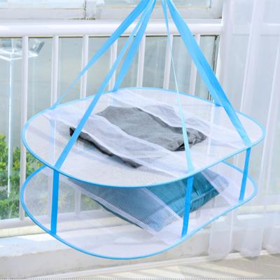 China Traditional Double Layer Laundry Mesh Hanging Basket Drying Clothes To Mesh Hamper Dirty Laundry Basket for sale