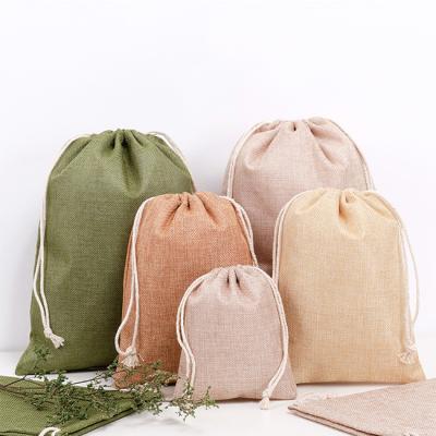 China Traditional Wholesale Drawstring Bags Polyester Customize Logo Cotton Flax Storage Bags Custom for sale