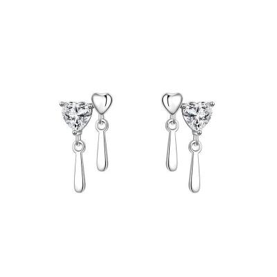 China ANENJERY FASHIONABLE Heart Shaped Zircon Earrings Female Heart Water Drop Stud Earrings for sale