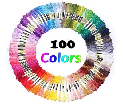 China Rainbow Color Embroidery Floss Crafts Knitting Floss 100 Skeins Cross Stitch Threads for sale