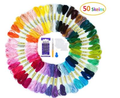 China Knitting Friendship Bracelets FlossCrafts Floss Rainbow Color With Embroidery NeedlesFloss Free Spools for sale