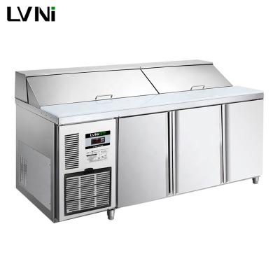 China Single-temperature LVNI P Series 1.8m 3-Door 9 One-Third Gastronorm Pan Counter Saladette Salad Counter for sale