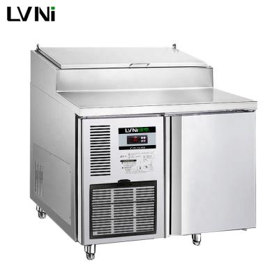 China 201# Stainless Steel LVNI 1.2m Small Type Gastronorm Container Pizza Prep Counter Commercial Refrigerator for sale