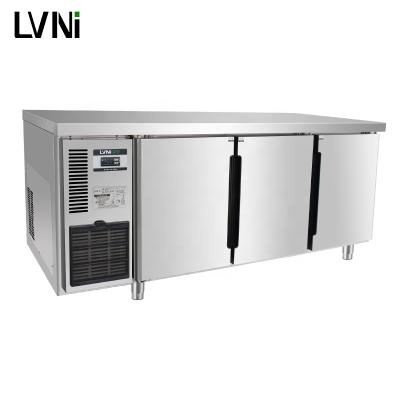 China Single-temperature LVNI Factory 1.8M Commercial 3 Door Salad Under Counter Bar Freezer And Fridge for sale