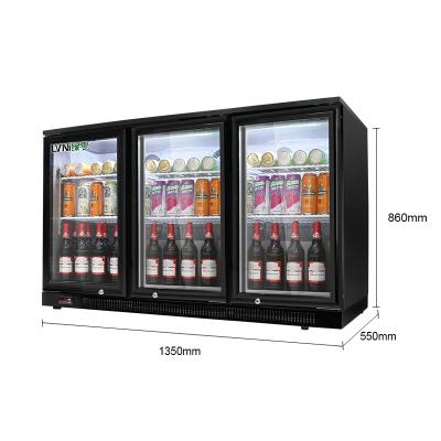 China Domestic Horizontal Single-temperature NLVI Counter Bar Glass Table Bar Commercial 3-Door Beverage Beer Display Fridge Cooler with Led Light for sale