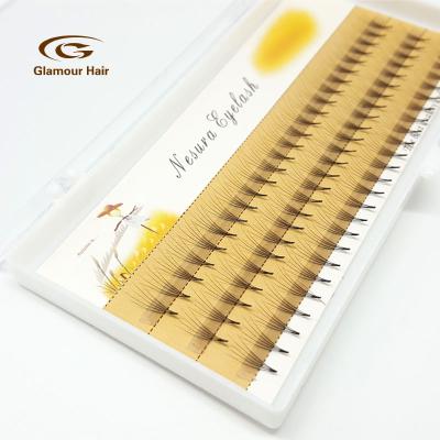 China 3d pre fanned strands no knot Lash Russian Volume Eyelash Extensions in main silk for sale