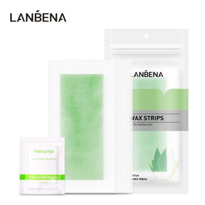 China LANBENA Private Label Armpit Aloe Vera Body Hair Removal Skin Care Body Wax Strips Large Size Green for sale