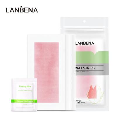 China Armpits Wholesale LANBENA Armpit Aloe Vera Hair Removal Wax Paper Body Wax Strips Big Size Pink for sale