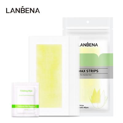 China LANBENA Armpit Aloe Vera Body Wax Strips Hair Removal Wax Paper High Quality Yellow Large Size for sale