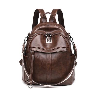 China 2020 multifunctional retro oil wax fashion bag backpack anti-theft leather anti-theft women new for sale