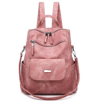 China 2021New-style wholesale high quality designer rose PU waterproof leather women's fashion backpack for sale