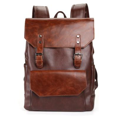 China European and American simple travel backpack large capacity trend Korea fashion PU backpack waterproof leather school for sale