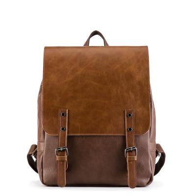 China Leisure Waterproof Korean Travel Large Capacity PU Men Leather Backpacks for sale