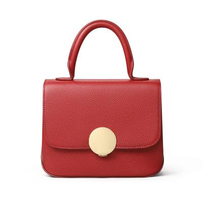 China Red Color Waterproof Fashion High Quality Custom Genuine Leather Handbags for sale