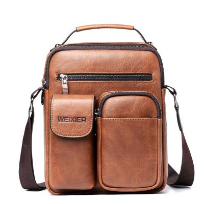 China New Fashion Vintage Large Capacity PU Leather Men's Purse Cross - Body Shoulder Bags for sale