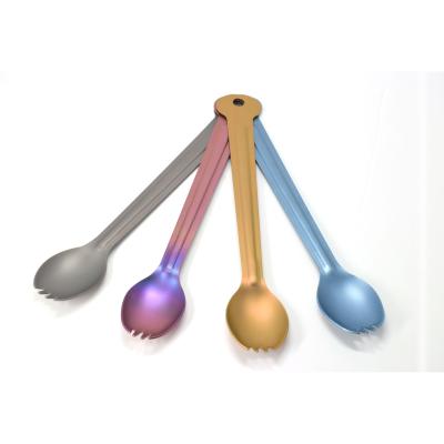 China Outdoor Camping Hiking Titanium Long Handle Spork Outdoor Camping Picnic Traveling Tableware for sale