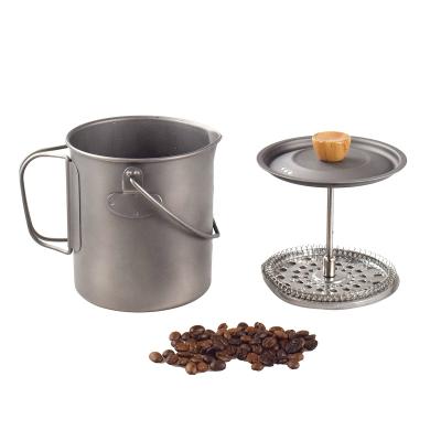 China 750ml Titanium Coffee Cup Titanium Coffee Maker With French Coffee Press Device For Outdoor/Camping for sale