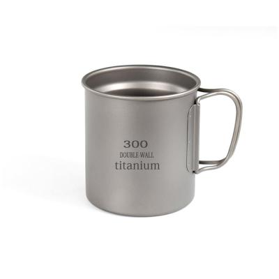 China Outdoor Camping Hiking Travel 300ml Double Walled Titanium Ultralight Outdoor Camping Mug for sale